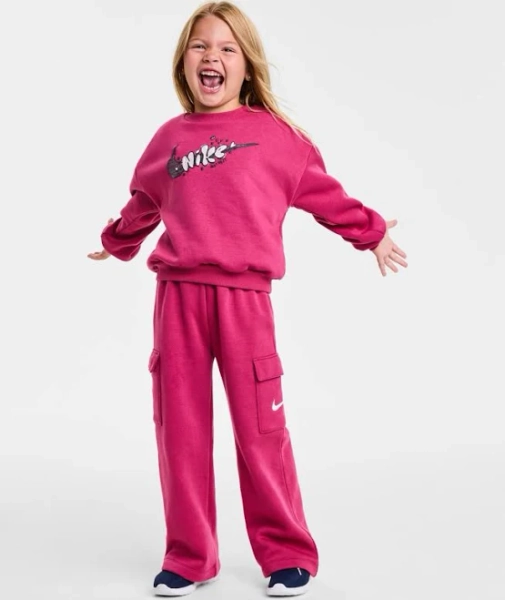 Girls Nike Toddler Essentials Crewneck and Wide Cargo Pants 2-Piece Set