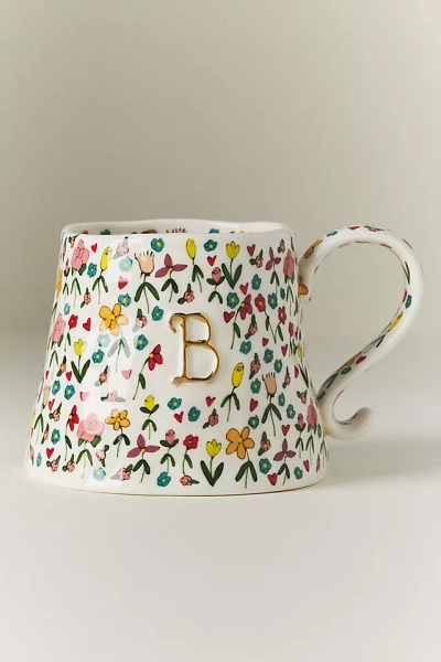 The Mud Fairy Stoneware 24k Gold Accent Monogram Mug