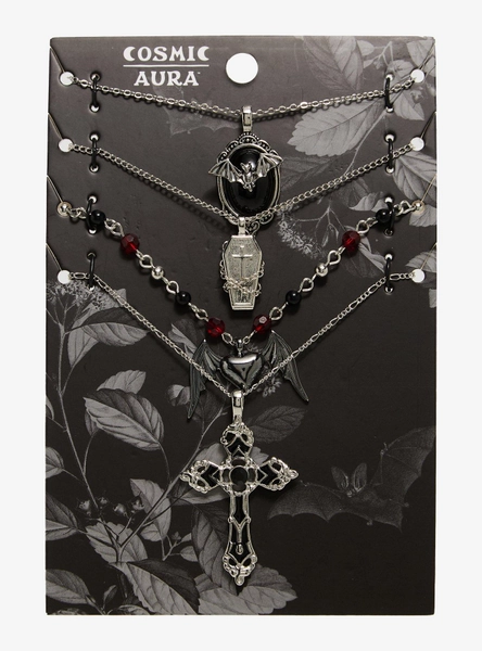 Cosmic Aura Bat Coffin Necklace Set