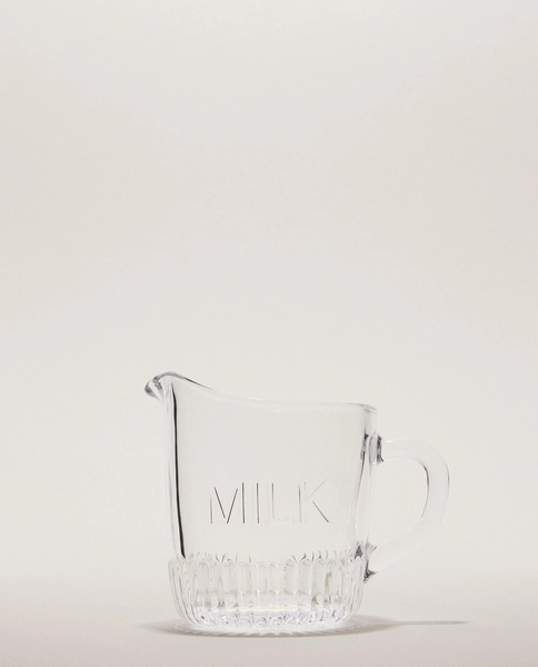 GLASS MILK JUG WITH STRIPED BASE