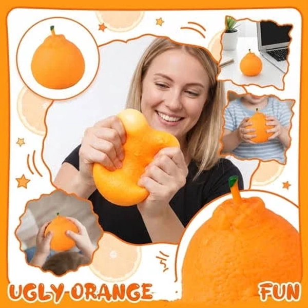 Realistic Fruit Orange Squishy Toys, Flour Filled Moldable Fruit Squeeze Toys for Stress Relief, Soft Stretchable Citrus Fidget Toys for Gifts, Size:
