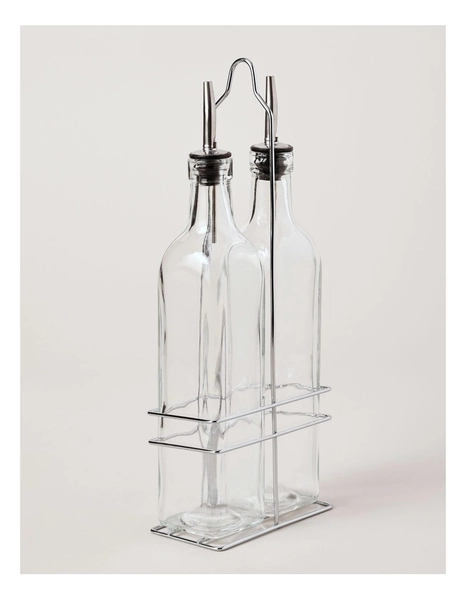 Oil & Vinegar Glass Set With Stand in Clear