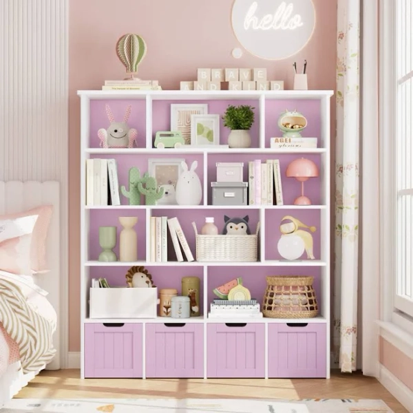 5-Tier Cube Storage Bookcase with 4 Removable Drawers