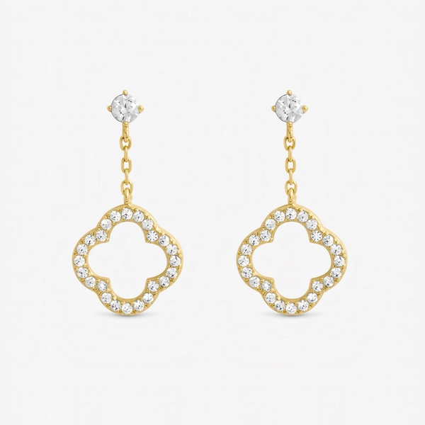 Jon Richard Gold Plated and Crystal Open Clover Drop Earrings