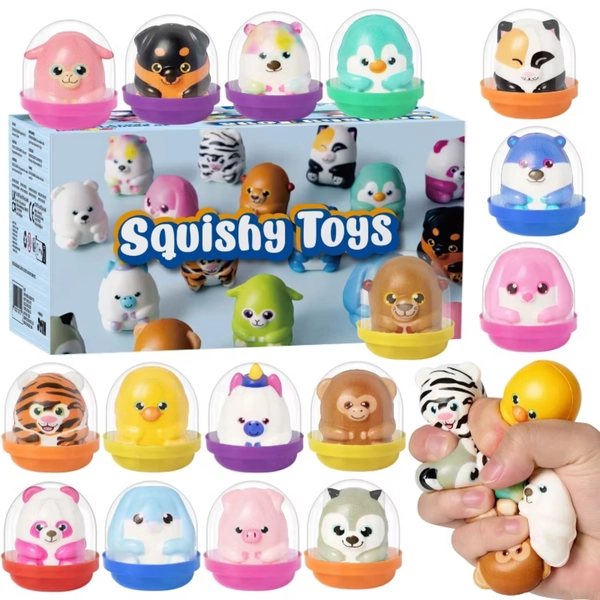 Joyfy - 20Pcs Squishy Toys Party Favors for Kids & Adults 2" Mini Animals Squishies Fidget Toys for Birthday Gift - Multicolor