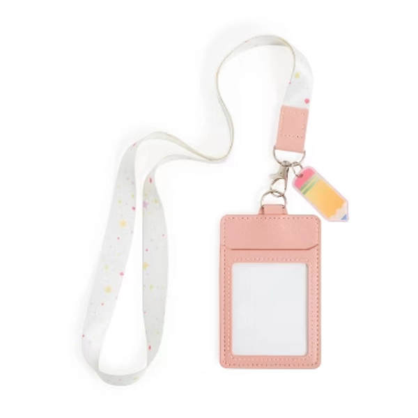 U Brands 18" Teacher Lanyard with PU Badge Pink