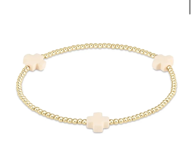Signature Cross Gold Pattern 2mm Bead Bracelet