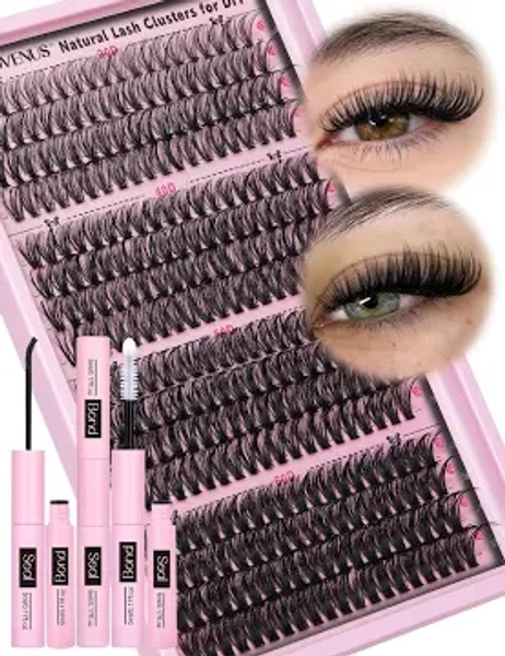 Goddvenus Cluster Lashes Kit Individual Eyelashes 30D 40D 50D 60D Natural Wispy D Curl Lash Clusters 320pcs 12mm-18mm EyelashClusters Fluffy Lashes