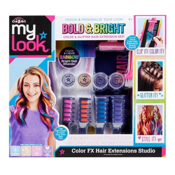 My Look Color Effects Bold & Bright Hair Extension Studio: Craft Activity Kit with Hair Clips