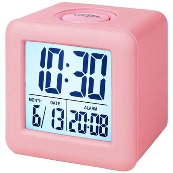 Regalwoven Digital Battery Powered LED Colorful Light Snooze Function Alarm Clock