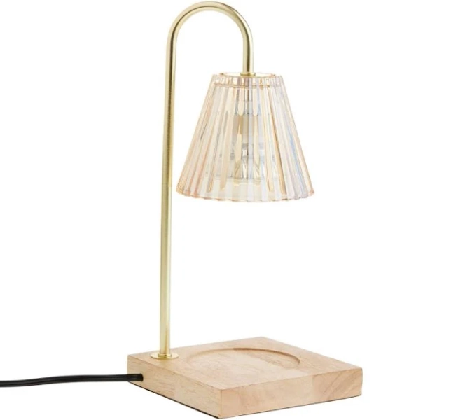 World Market Gold and Fluted Glass Candle Warmer Lamp with Dimmer