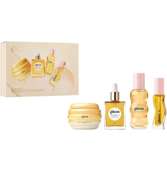 Gisou Glow All The Way Hair and Lip Gift Set