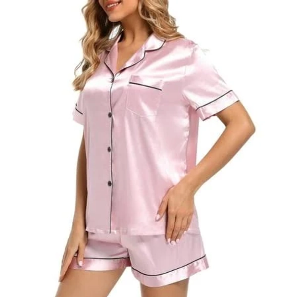 Finvizo Women's Silk Satin Pajamas Set