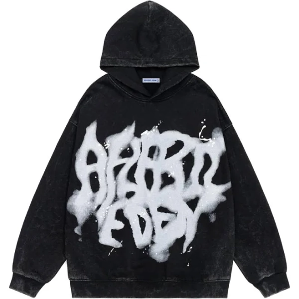 Aelfric Eden Graphic Abstract Print Washed Long Sleeve Hoodie