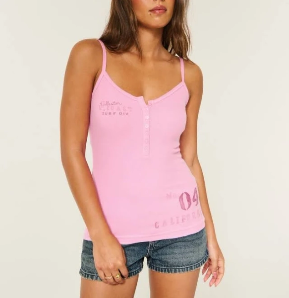 Hollister Women's Surf Logo Henley Cami