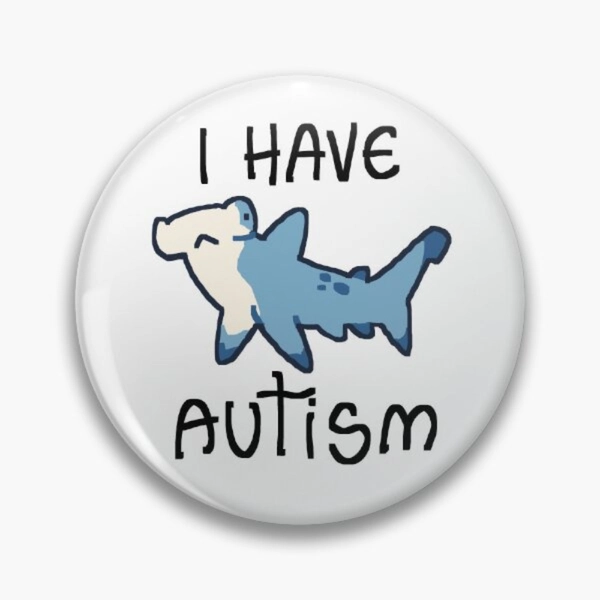1pc Button Badge - 44mm 1.73 Inches - Autism Hammerhead Shark - Pin - Cute Brooch for Bags and Clothing, Perfect Gift for Men and Women - Non-Plated, Plastic Material