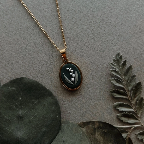 Lily of the Valley | Pendant Necklace | Handmade Polymer Clay
