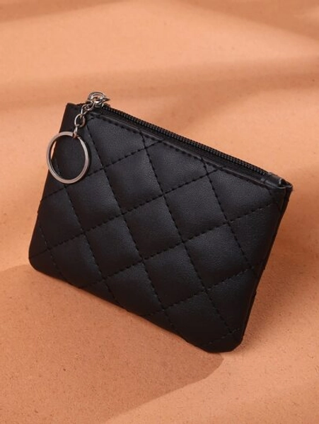 Quilted Pattern Case Lightweight Zipper Pattern ID Card Cash Credit Card Pocket Small Pocket Wallet Short Wallet Minimalist Fashion Modern Business Travel For Birthday Gift Anniversary On Valentine Day Couple Women Female Lady Girls Gift Bag Present Keychain Wallet School Supplies Teacher Gifts Back To School For Women Wallet Mini Wallet Purse Wallet Coin Wallet Travel Wallet