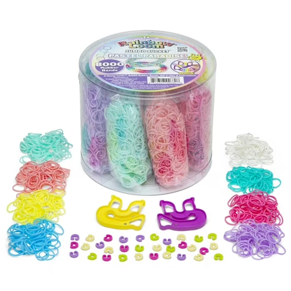Rainbow Loom Pastel Paradise Jumbo Bucket Bracelet Making Kit, Rubber Band Craft Bucket