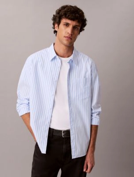 Yarn-Dyed Stripe Washed Poplin Shirt