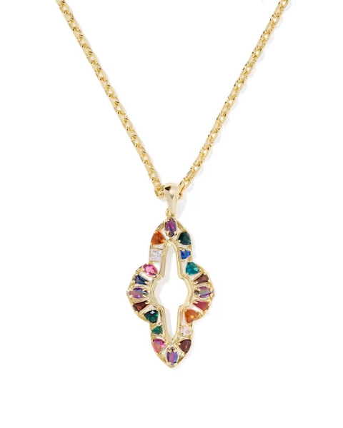 Abbie Gold Crystal Long Pendant Necklace 