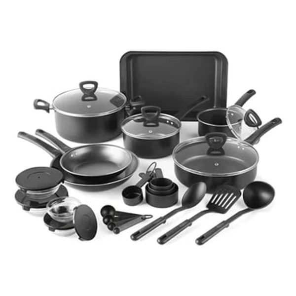COOKS BY JCP HOME Cooks 30-pc Aluminum Non-Stick Cookware Set, One Size, Black