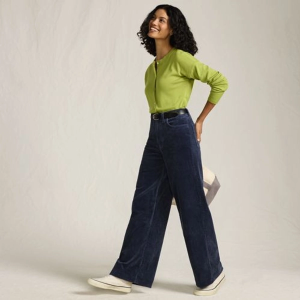 Women's High Rise Wide Leg Corduroy Pants