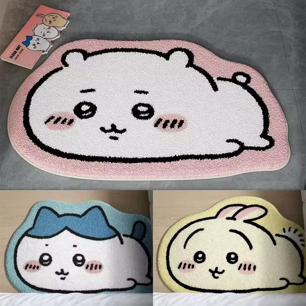 Hot Chiikawa Cartoon Rug Anime Hachiware Usagi Plush Floor Mat Bathroom Non-Slip Carpet Car Cushion Soft Living Room Decor Gifts - AliExpress 