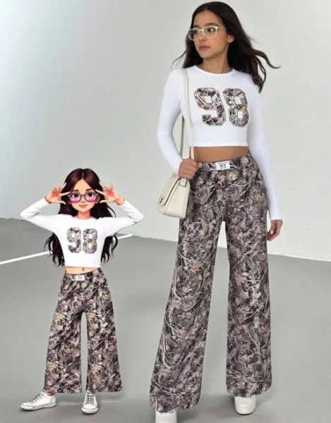 SHEIN Teen Girl Slim Fit High Waist Knit T-Shirt Pants Set