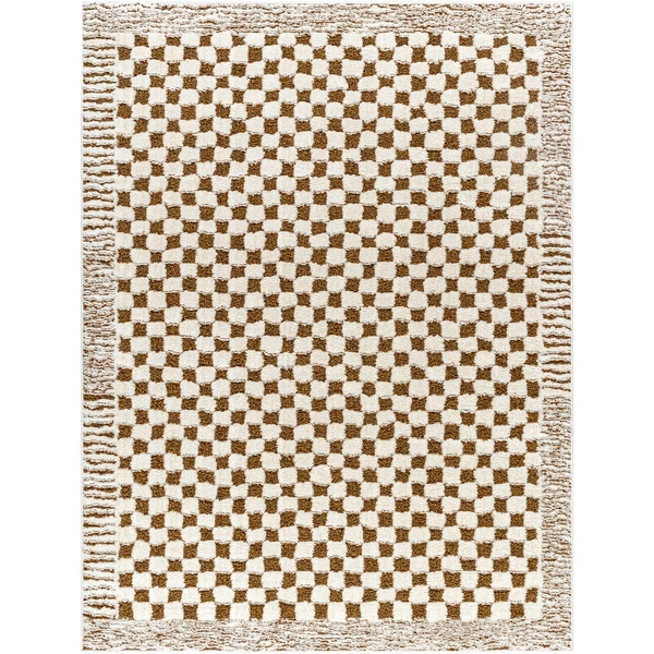 Tapis moderne à motif damier marron 160x213