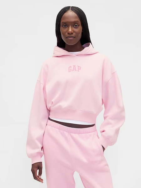 VintageSoft Crop Logo Hoodie