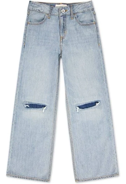 Abercrombie Kids Girls' High-Rise Ultra Wide-Leg Ripped Jeans