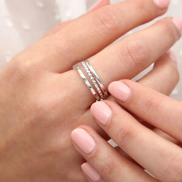 Sterling Silver Set Of Three Stacking Ring Set