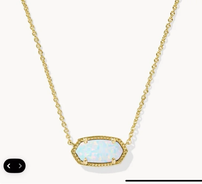 Elisa Gold Pendant Necklace in White Lab Grown Opal