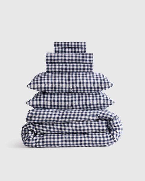Deluxe Linen Duvet Bundle | Quince in Cafe Gingham
