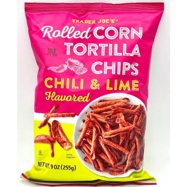 Trader Joe's Rolled Corn Tortilla Chips Chili & Lime Pack of 1