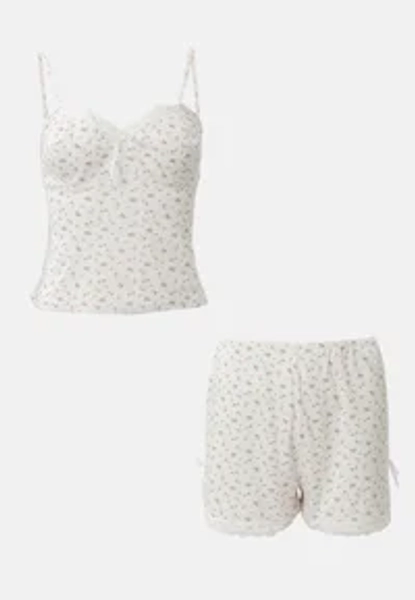 SET - Nachtwäsche Set - white/apricot