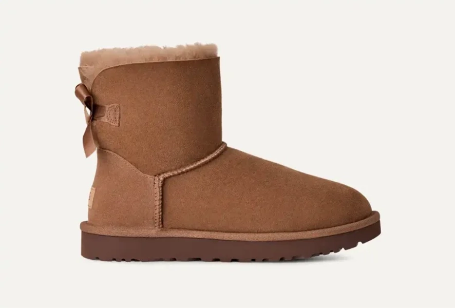 UGG® Women's Mini Bailey Bow II Water-Resistant Boot in Rocky Oak/, Size 6