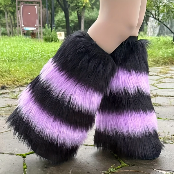 A Versatile Plush Leg Warmer Set for Autumn And Winter, Including Shoe Covers And Faux Boot Tubes, Resembling Long Socks