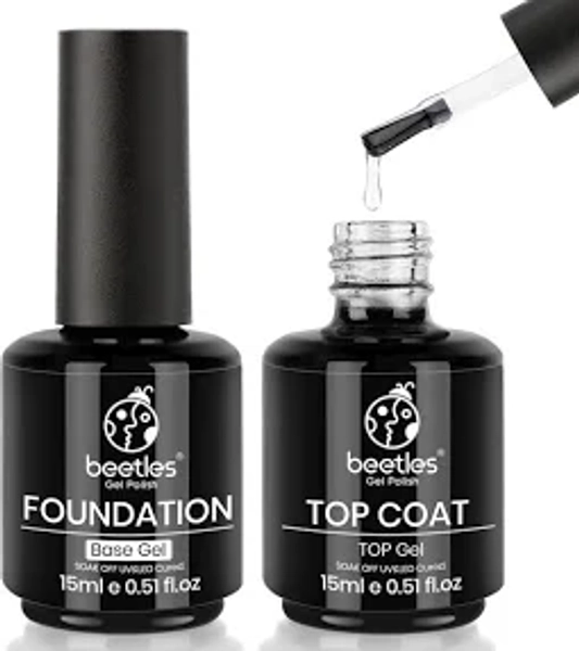 Beetles Gel Polish 2x15ml No Wipe Top And Base Coat Set - Shine Finish