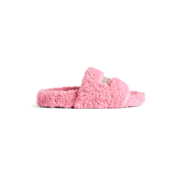 Women's Furry Slide Sandal in Sweet Pink