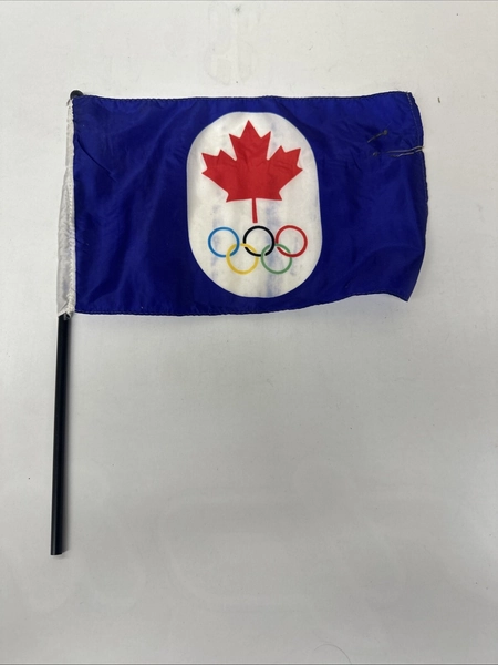 Canada Official  Olympic Flag 9x6  Inches 1967 Mini Hand Held Flag