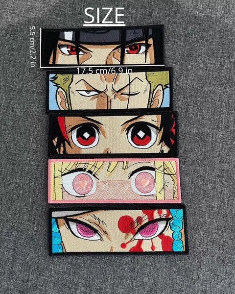 Anime Eyes Embroidered Patch – Machine Embroidery, Iron-On or Sew-On Patch, Anime Fan Gift, Cosplay Accessory, Hook and Loop Patches