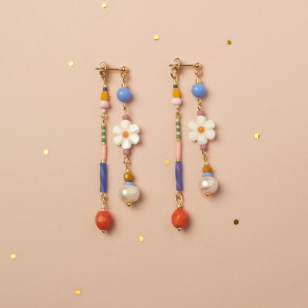 Funny Ear Jacket Floral Front-Back Earrings, Flower earrings, Unique and Fun Handmade Earrings perfects for gifting, Daisy Earrings