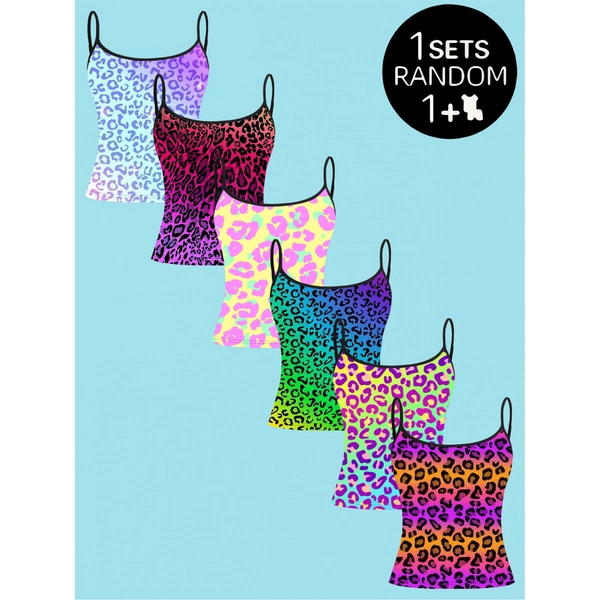 Girl's Tank Top, Random 1pc, Y2K Millennium Spicy Style 3D Print, Retro Distressed Slim Fit, Niche Design, Interior and Exterior Short Top Summer, Bohemian Style, Ideal Gift