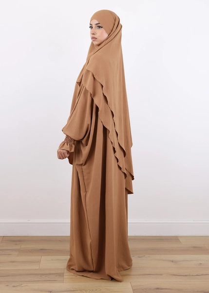 ABAYA & KHIMAR 2 Layer Dark Camel - Ina Collection