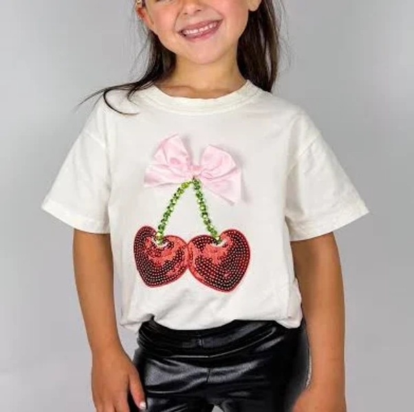three wildflower designs Cherry and Bow Gem Top