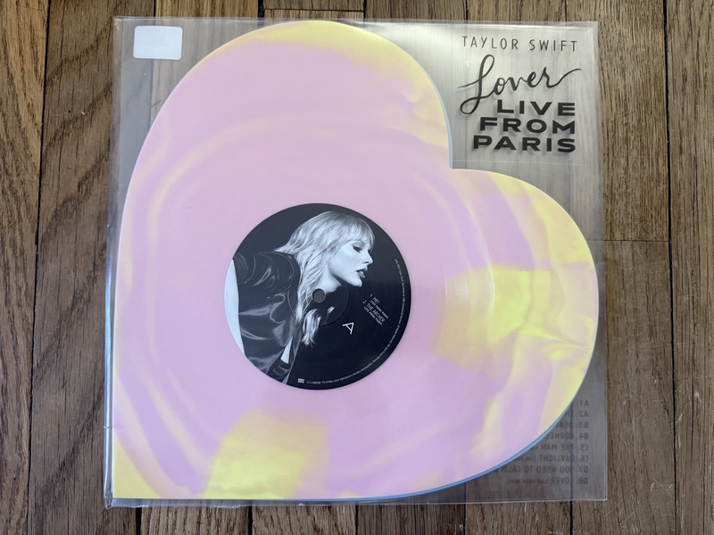 Taylor Swift Lover Live From Paris Pink/Yellow & Blue Swirl Heart Shape Vinyl - Walmart.com