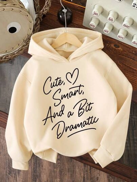 Toddler Girls' Letter Print Warm Hoodie Sweatshirt