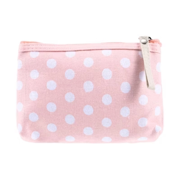 Unique Bargains Women Durable Dots Cosmetic Bag Pink 1 Pc